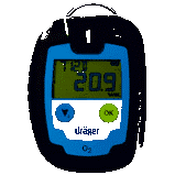 A black and blue colored oxygen tester.