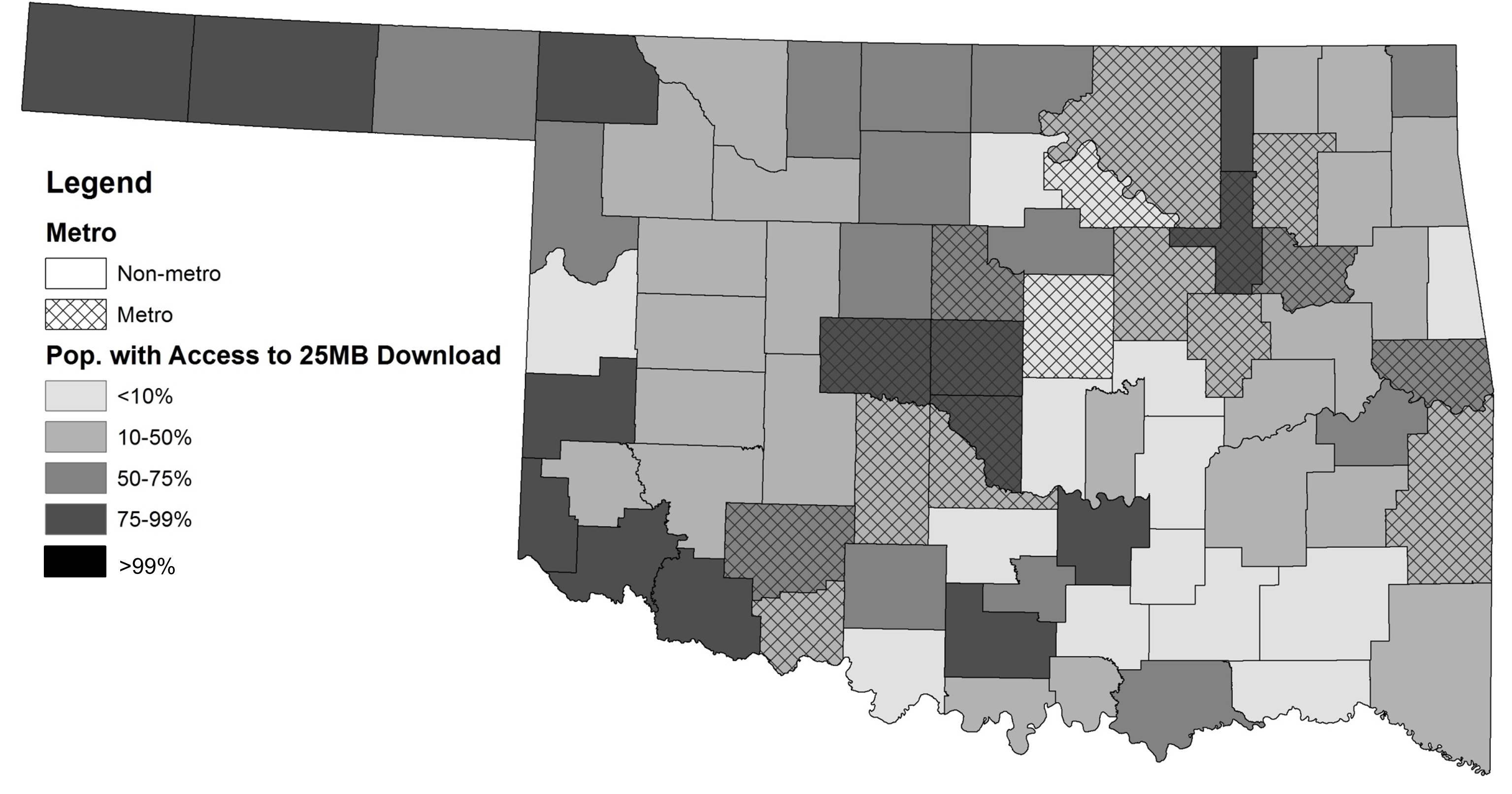Percentage of county population with access to 25 mbps Download speeds. Percentage of county population with access to 25 mbps Download speeds.