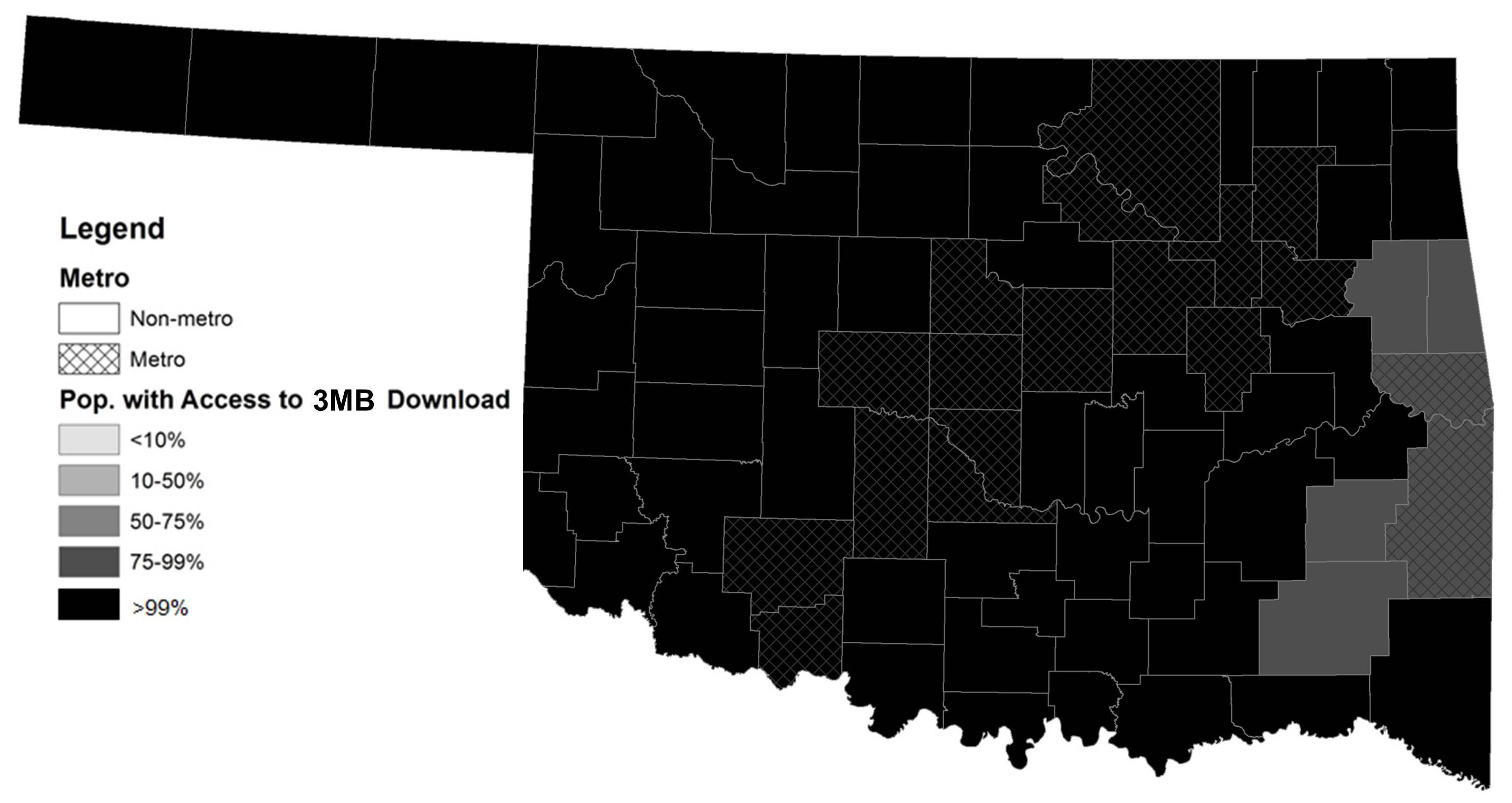 Percentage of county population with access to 3 mbps download speeds. Percentage of county population with access to 3 mbps download speeds.