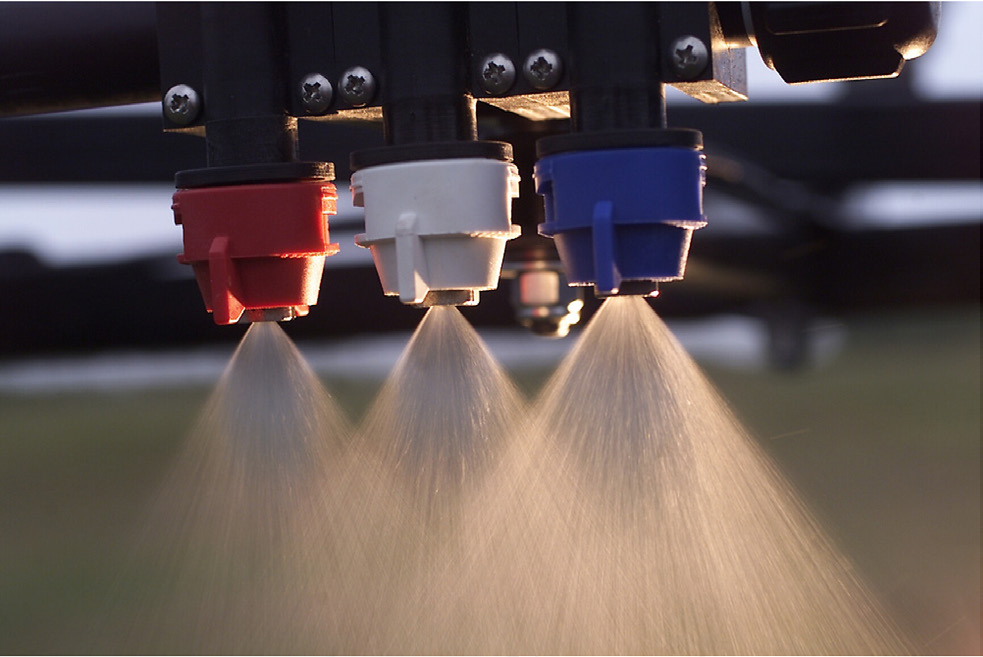 Red, white and blue sprayer tips.