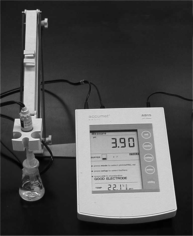 Typical pH meter with detachable probe.