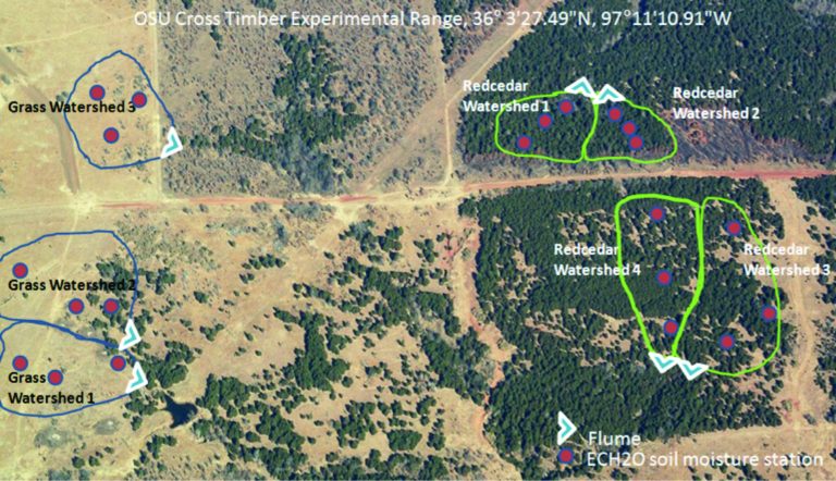 Aerial photo of OSU Cross Timbers Experimental Range.