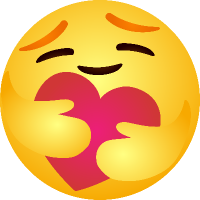 Emoji person holds a red heart in its arms.