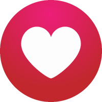 White heart inside red circle.