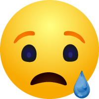 Emoji face with tear falling from the eye.