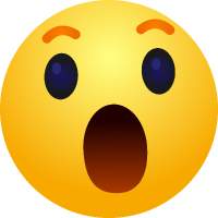 Emoji face with mouth and eyes open wide.