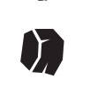 A black and white icon of a piece of charcoal.