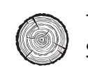 A black and white icon of a tree cross-section.
