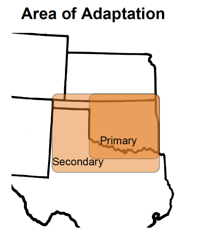 Map showing the primary and secondary areas of adaptation of the Gallagher wheat variety.