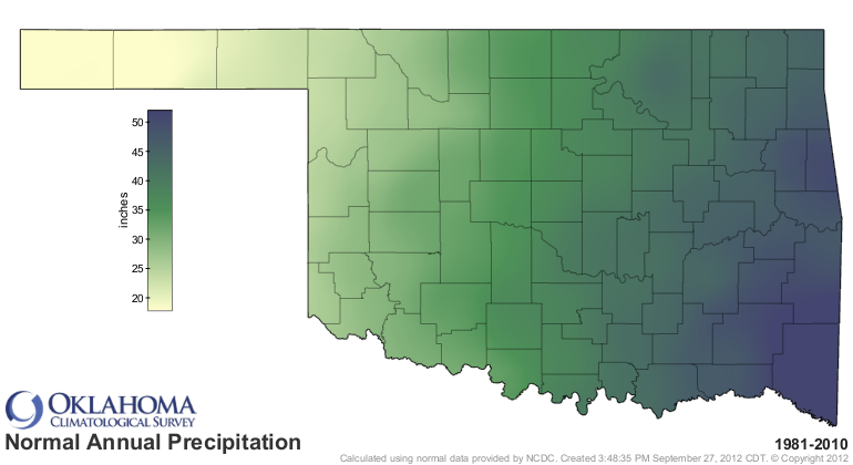 Average annual precipitation western oklahoma Average annual precipitation western oklahoma