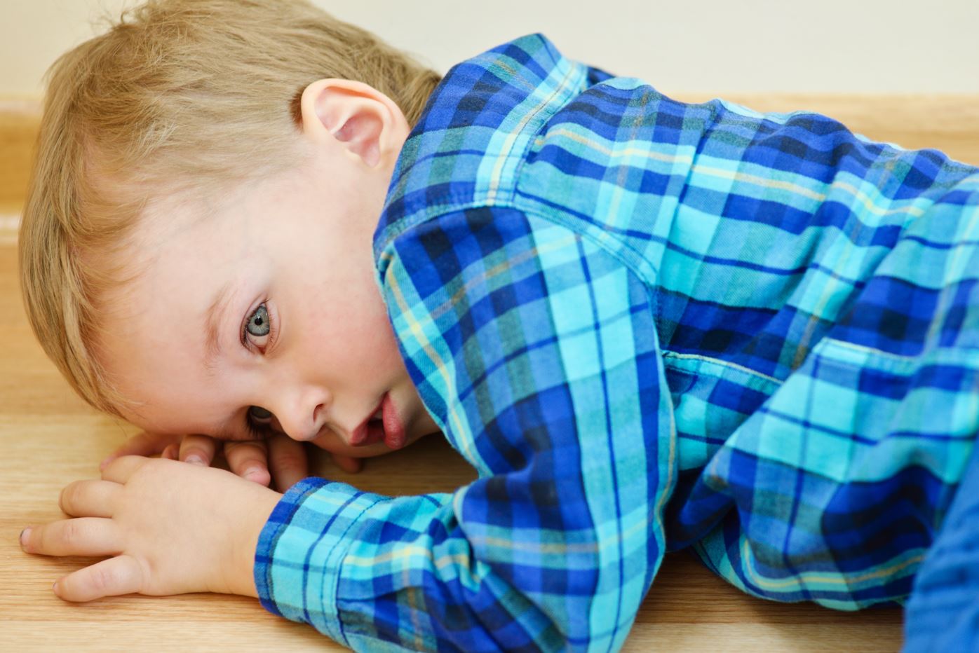 A calm child after a temper tantrum.