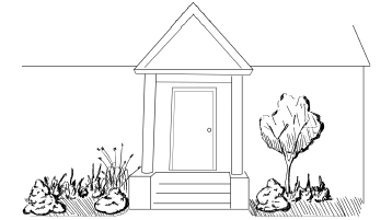 A door and plants with asymmetrical balance A door and plants with asymmetrical balance