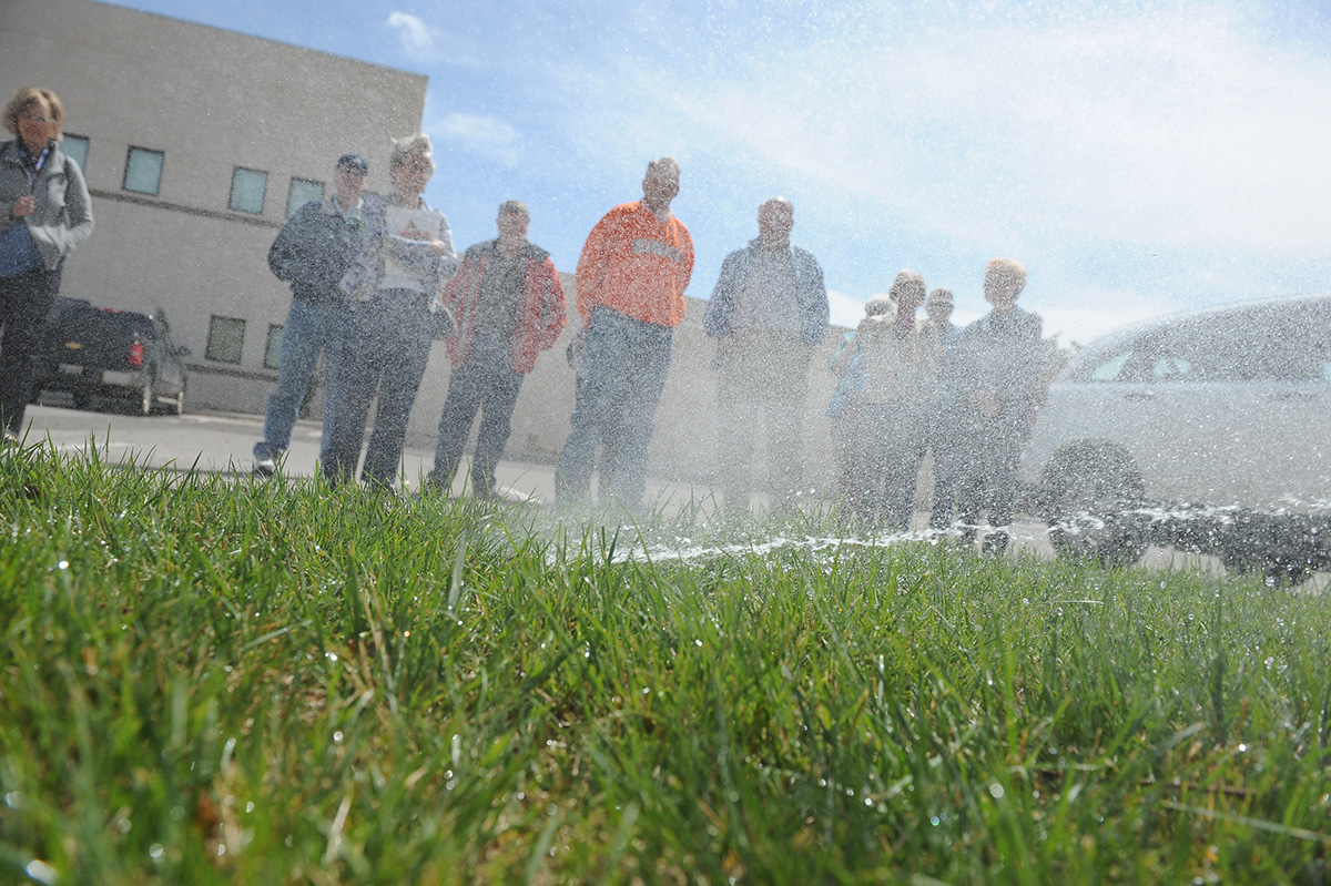 grass being waterd grass being waterd