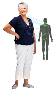 Older woman with outline of body next to her