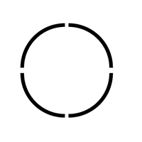 A quartered circle with gaps at the top, bottom, left and right, forming four separate curved segments.