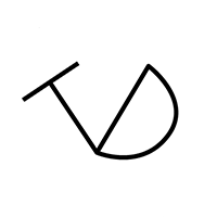 A stylized icon with the letter T slanting backward and the letter D slanting forward, forming a V-shaped design.