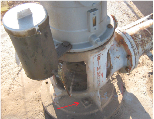 Pump base showing access hole location.