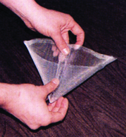 Fold 14-inch edge into a cone