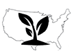 A clipart of a plant growing out of the ground on a U.S. map.