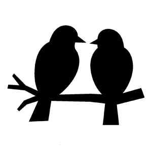 A silhouette of two birds on a branch, the Wildscape icon.