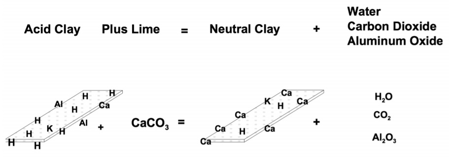 Illustration of how aglime neutralizes soil acidity.