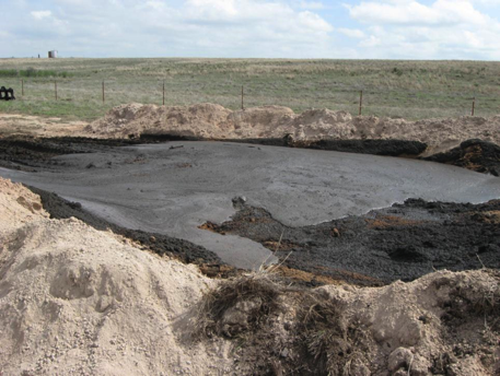 Oil based mud in a staging cell.