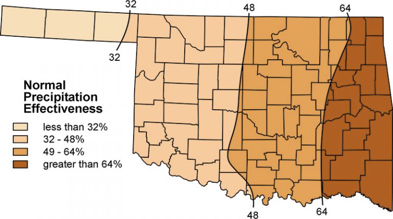 Normal precipitation effectiveness in Oklahoma. Normal precipitation effectiveness in Oklahoma.