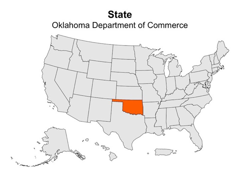 This map is a map of the US and Oklahoma is highlighted in orange.
