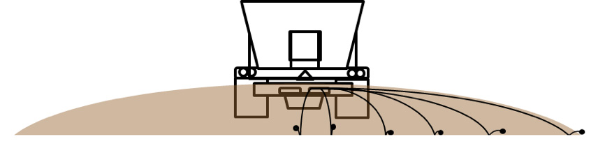 Rear view of spreader truck showing. Rear view of spreader truck showing.