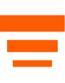 3 stacked orange bars, with the thickest bar at the top, then getting thinner and smaller as the bars descend.