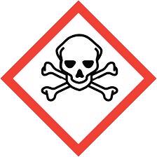 A red diamond with a black skull and crossbones outline in the middle. A red diamond with a black skull and crossbones outline in the middle.