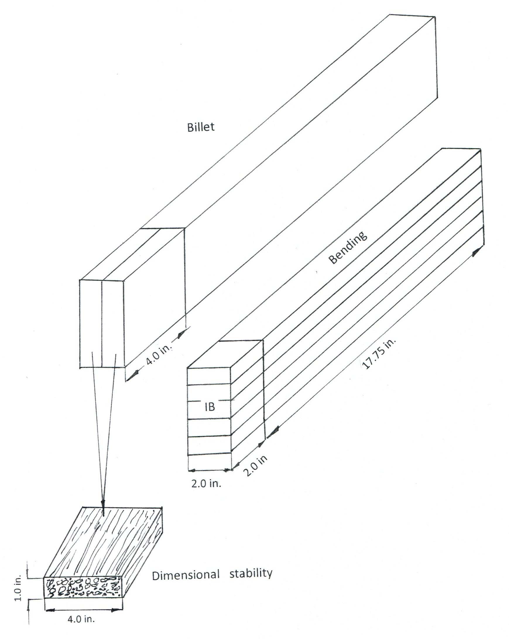 Cutting schematic of the lumber samples. Cutting schematic of the lumber samples.