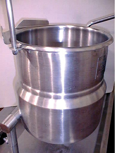 Steam-jacketed kettle.
