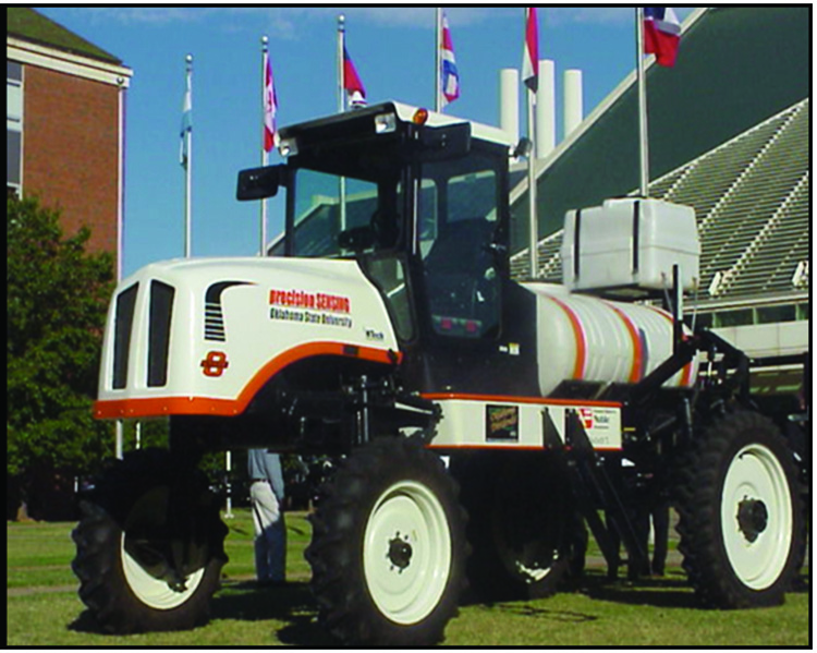 The Cherokee VRT applicator, this sprayer has a 60 ft boom with sensors mounted every 2 ft along the boom.