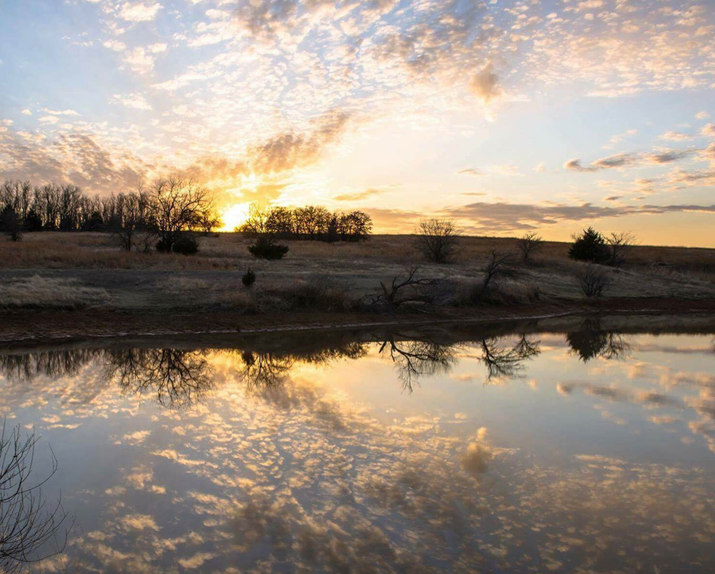 Sun rises in the background and reflects light off the water. Sun rises in the background and reflects light off the water.