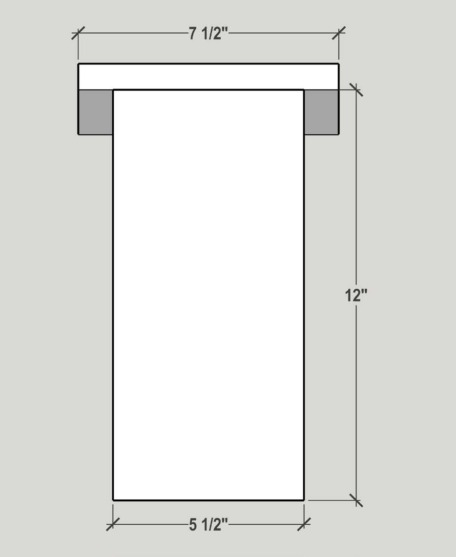 Diagram a5, back elevation view with board dimensions.
