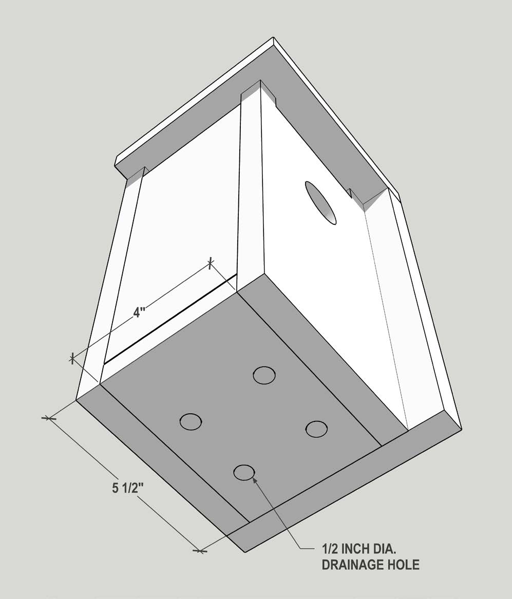 The bottom view of the birdhouse in diagram c2.