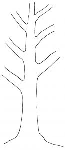 Simple sketch showing the trunk of a tree.