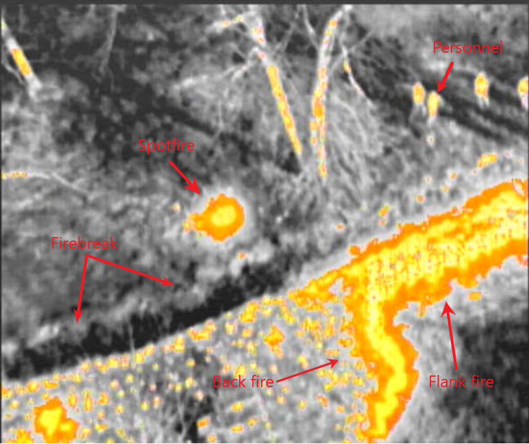 Infrared image of different fire types Infrared image of different fire types
