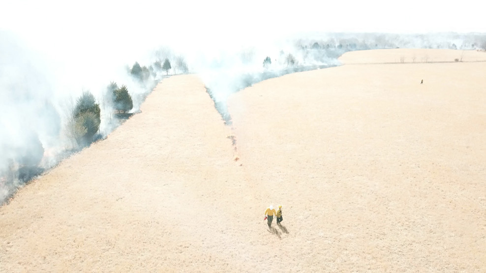Aerial image of people and equipment around the burn unit Aerial image of people and equipment around the burn unit