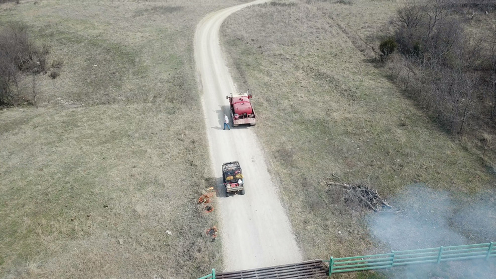 Aerial image of people and equipment around the burn unit Aerial image of people and equipment around the burn unit