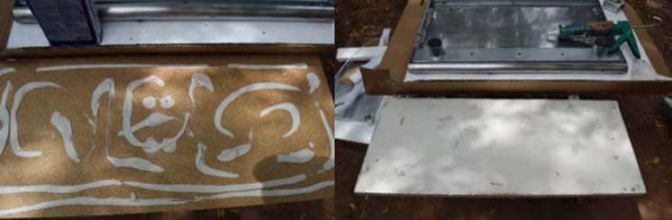 Adhesive spread into a film.