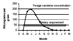 Concentration of carotene in native range forage.