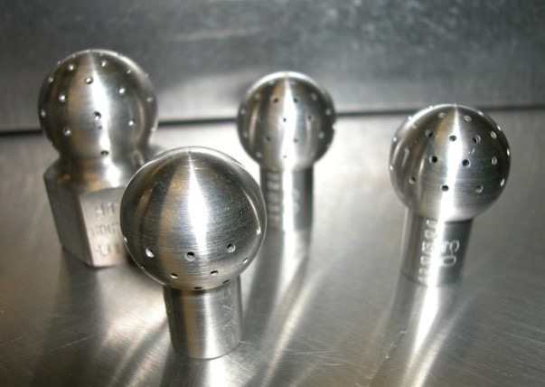Round, chrome fixed spray balls attachments