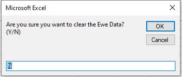 Microsoft Exel box, Are you sure you want to clear the Ewe Data?