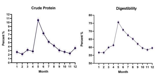 Crude Protein chart, precent by month
