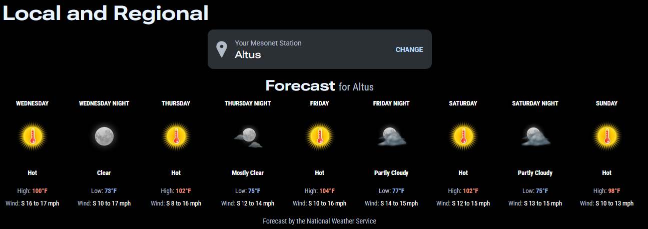 Local and regional weather examples.