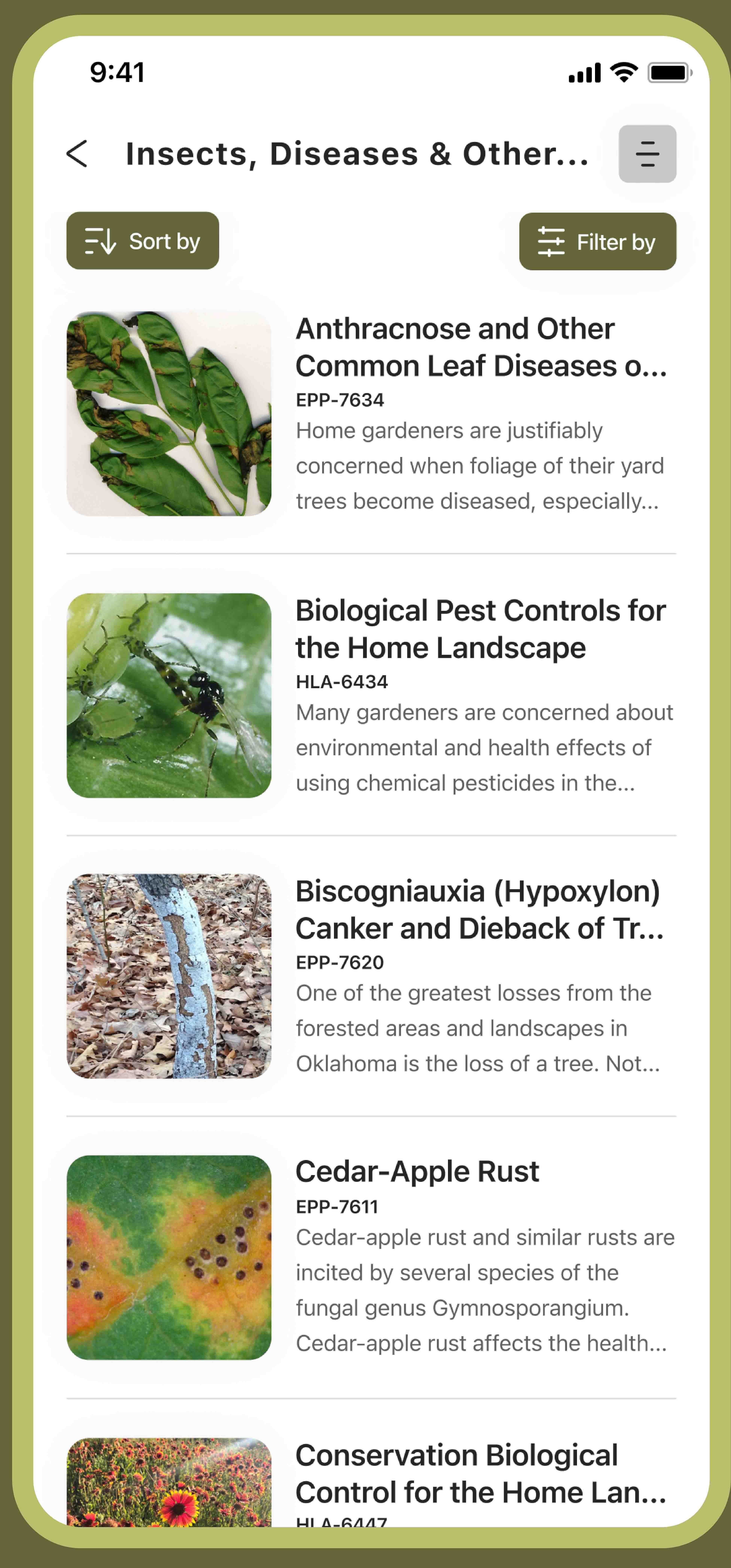 An overview of the Plant-It OK App showing the different publications.