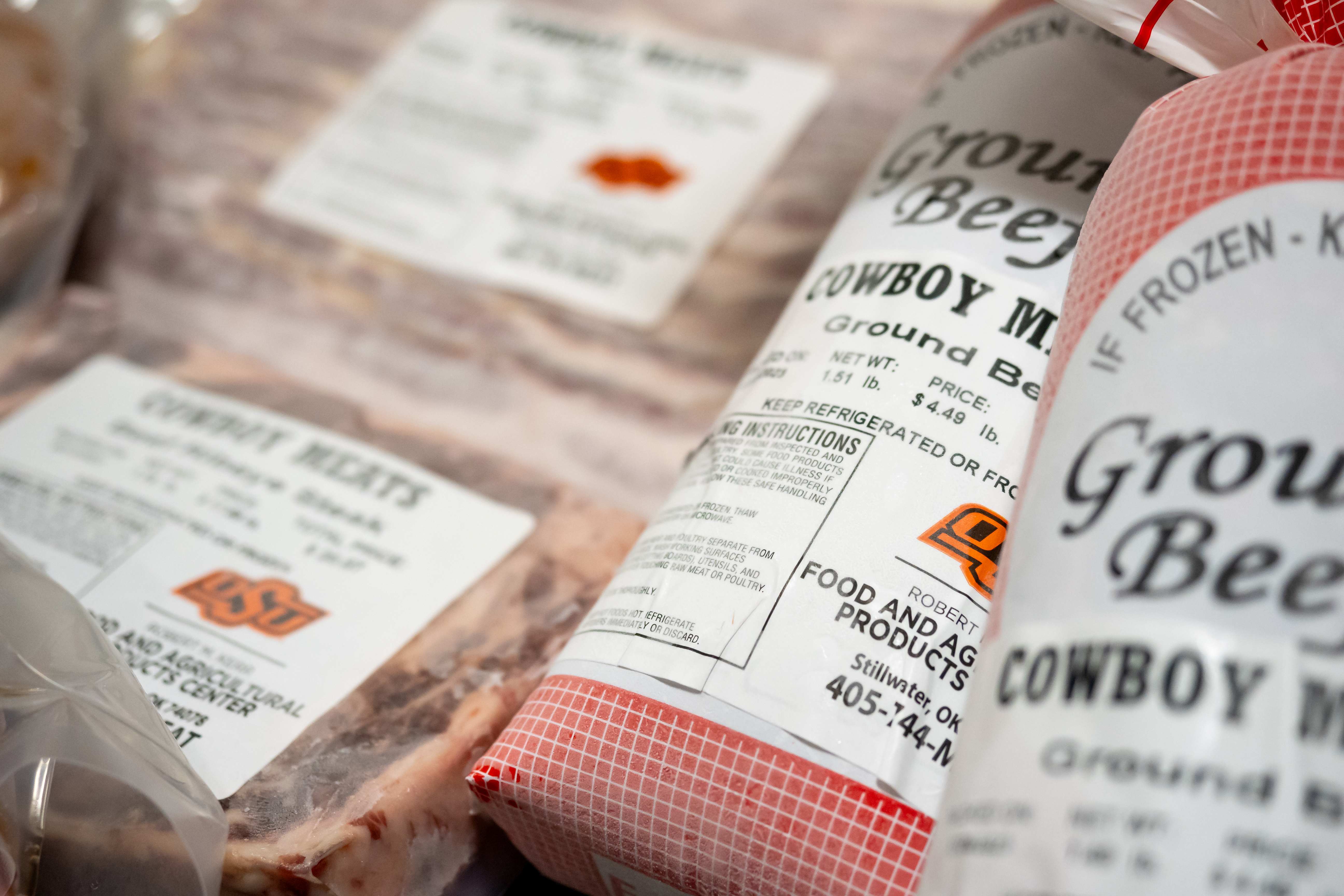 Pounds of Cowboy Meats in different packaging.