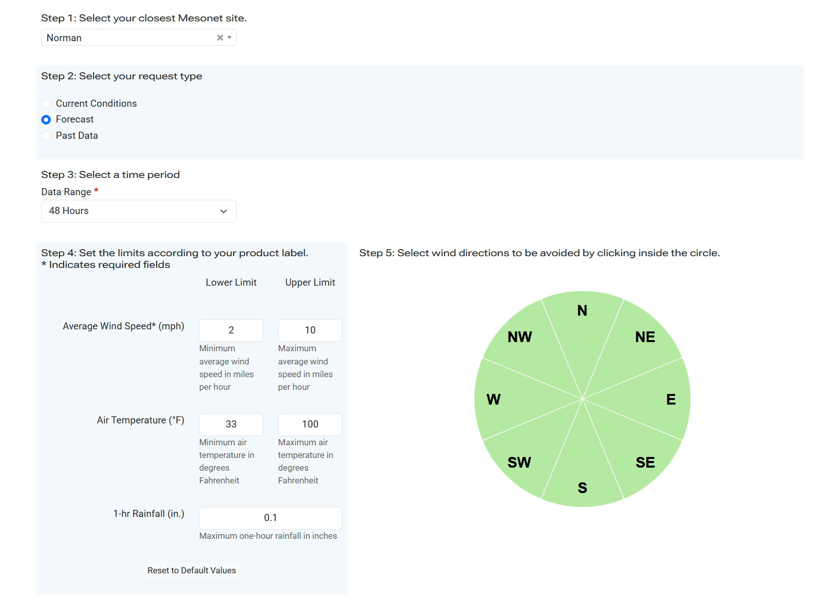 One example of the Drift Risk Advisor for Norman, Oklahoma.